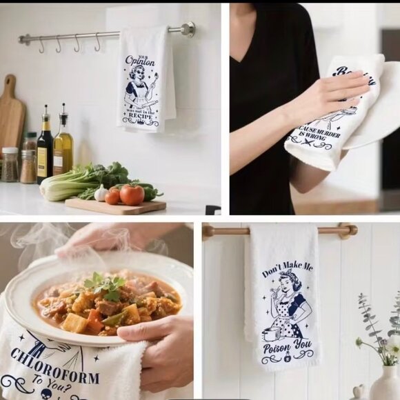 BOUTIQUE WHIMSICAL VINTAGE INSPIRED KITCHEN TOWELS - Picture 4 of 11